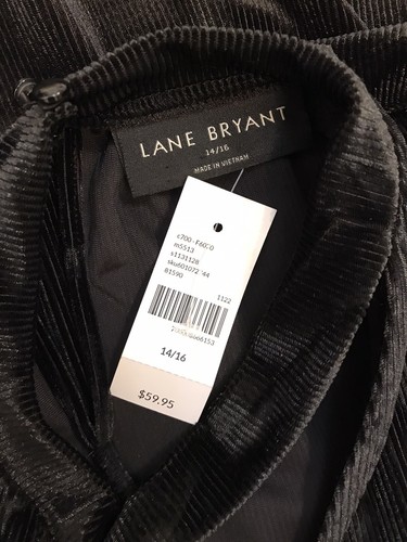 Lane Bryant 14/16 or L Top NWT $59 Stretch Shirt Blouse Long Sleeve Velvet Black - Picture 8 of 8