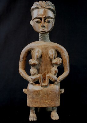 Afrikanische Kunst Statuette Fanti Fante Akan Zwillinge Maternité Ghana 34 Cm