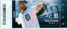 2016 Tigers vs Royals Unused Ticket: Justin Verlander Win 10Ks/Ian Kinsler HR