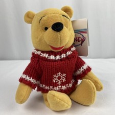 The Disney Store Special Holiday Snowflake Sweater Pooh Bean Bag Plush 11/27/98