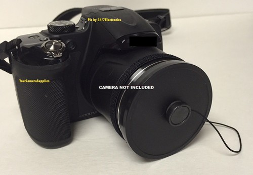 FRONT SLIP-ON LENS CAP to CAMERA FUJI S2950 S2990 S2800 S2700 HD FINEPIX+HOLDER - Picture 1 of 7