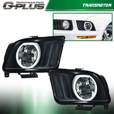 Fit For 2005-2009 Ford Mustang Black/Smoke LED DRL Halo Headlights Lamps Pair