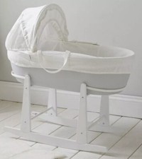 Shnuggle Classic Moses Basket Cool Grey Baby Crib Basket And Rocker