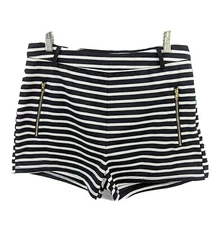 Doe & Rae Shorts Womens Size Large Flare White Navy Striped Zipper Pockets New