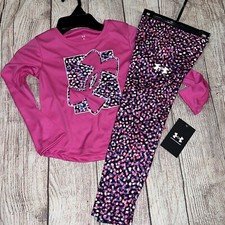 Under Armour Little Girls Dot Pink Leggings Set NEW Long Sleeve