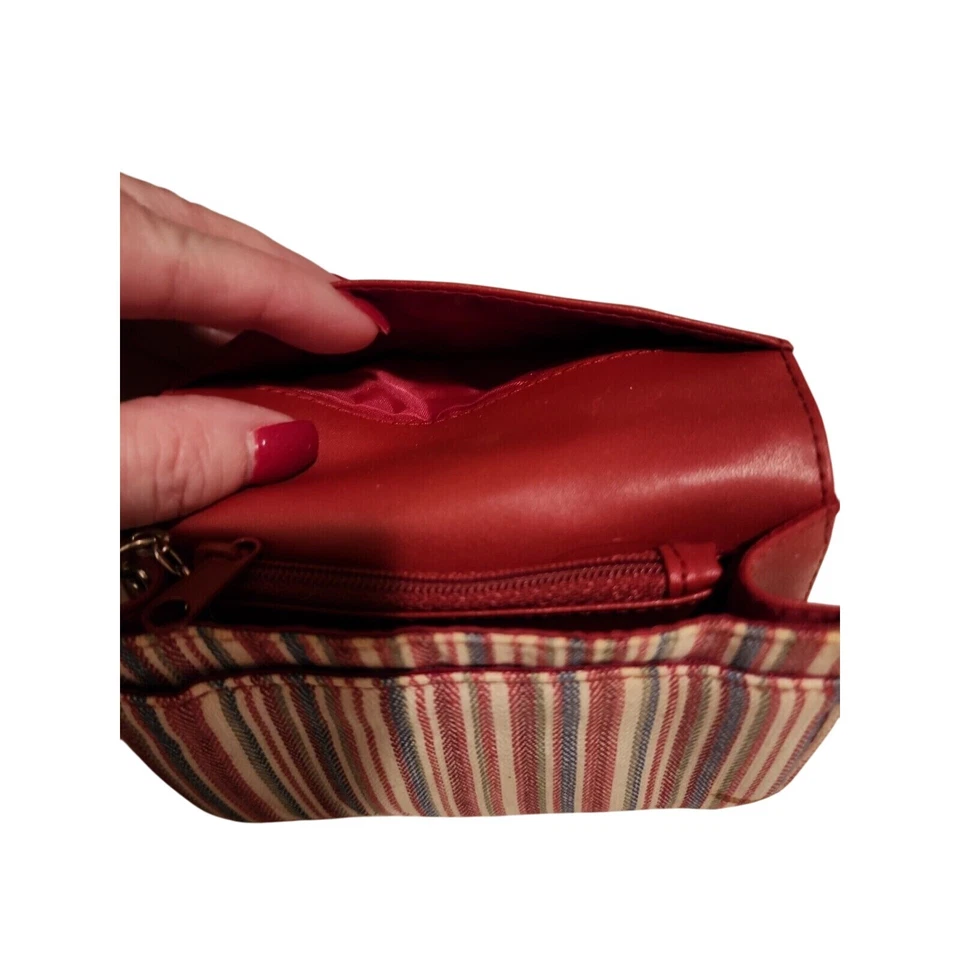 Cartera Longaberger de lona a rayas monedero clip para llaves pequeña Foto 4 de 4