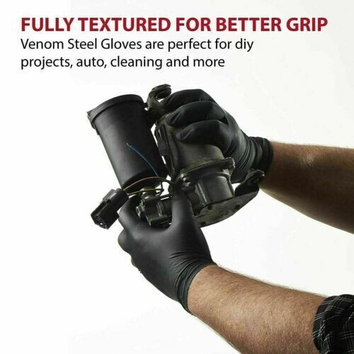 Maximum Grip Venom Steel Heavy Duty Black Nitrile Gloves, Textured