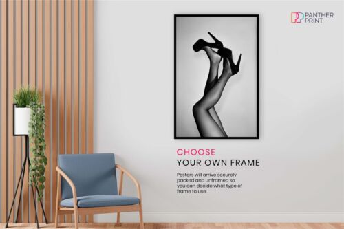 Black & White Woman in Velvet Pumps Artistic Poster Wall Art Home Decor - Picture 2 of 4