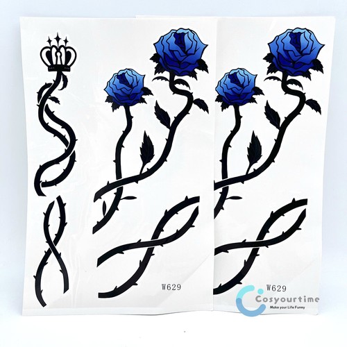 Blue Lock Michael Kaiser Tattoo Sticker Neck Blue Rose Crown Fake Sticker Prop - Picture 5 of 7