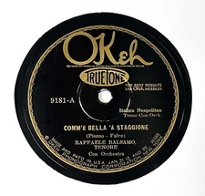 RAFFAELE BALSAMO w/ ITALIAN NEOPOLITIAN ORCHESTRA 78 RECORD OKEH 9181 E+