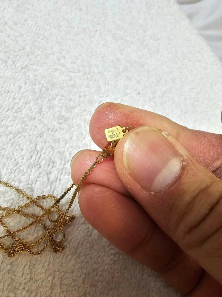 2 акцента визитной карточки ожерелье прозрачный камень золотой тон 14 1/2 дюйма - Изображение 4 из 4