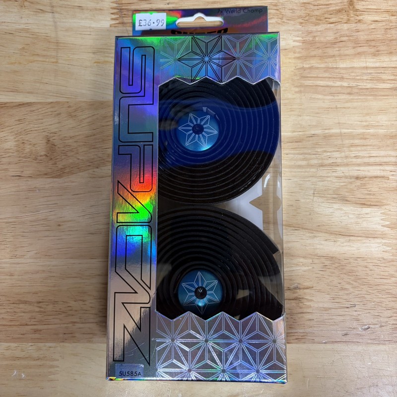 Supacaz Super Sticky Kush Bar Tape, Star Fade, Black And Neon Blue