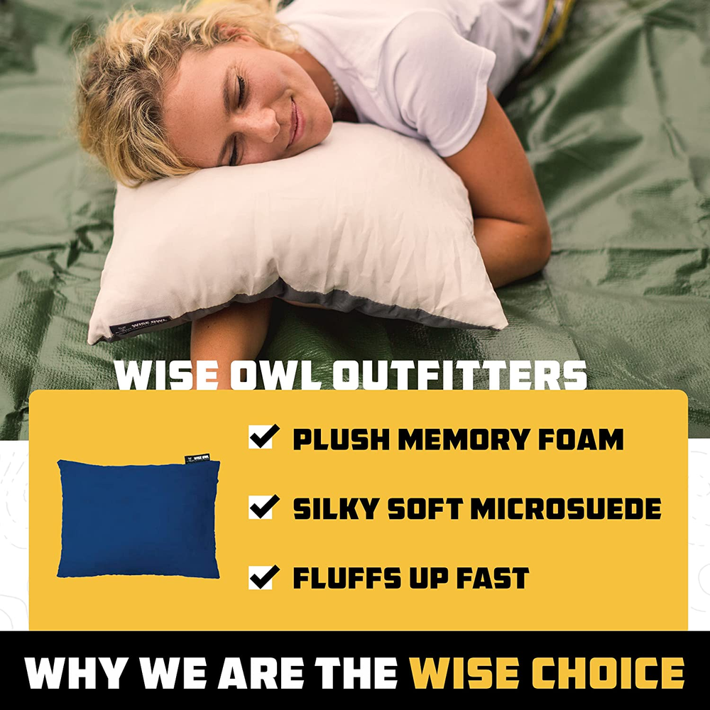 Memory Foam Camping Pillow for Travel Hiking Backpacking Airplane Sleep