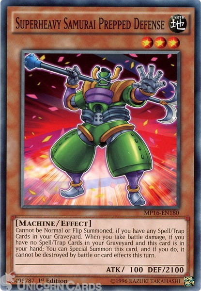 MP16-EN180 Superheavy Samurai Prepped Defense Common 1st Edition Mint YuGiOh Car