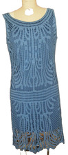 Romeo and Juliet Couture Lace Crochet Beautiful Dress-Blue-Sleeveless-Size Small