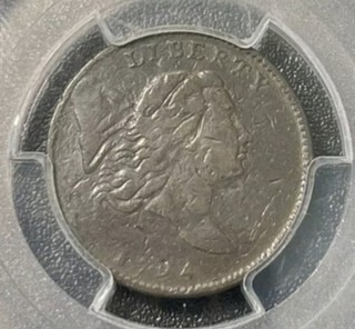 1794 PCGS VF Details liberty cap flowing hair half Cent $1 start no reserve!