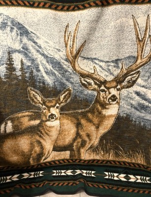 Diamond Center Blanket 1980年代購入 Vintage Biederlack Blanket Vintage Deer Buck Doe 74” x 36” Reversible