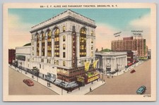 Postcard EF Albee & Paramount Theatres Brooklyn NY 1943 Vintage Linen