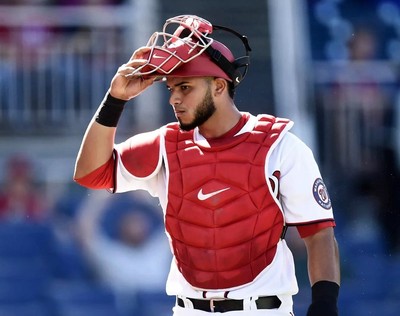 Keibert Ruiz Putting on Catchers Mask Washington Nationals 8x10 MLB Photo