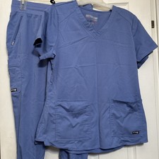 Greys Anatomy By Barco Spandex Stretch Scrub set Blue Size M/MP