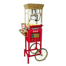 Nostalgia 8 oz. Popcorn Machine Cart with Candy Dispenser, Red
