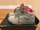 Air Jordan 5 Retro BG Grey woman Dark Stucco/unyversity red 7Y — photo 1