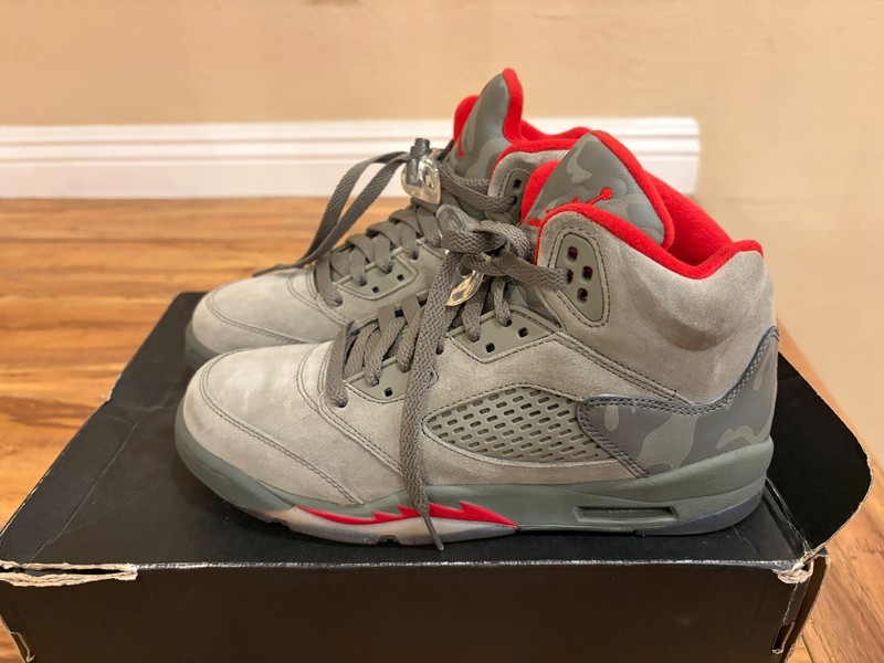 Air Jordan 5 Retro BG Grey woman Dark Stucco/unyversity red 7Y