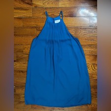 Everly Blue Pleated Halter Swing Mini Dress Women’s Small Great Condition