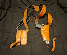 Leather Shoulder Holster for Glock 1911 Concealed Carry w/ Double Mag Holder New