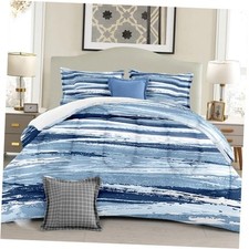 Teal Blue Abstract Comforter Set Modern Art Painted Printed 90x90inch Queen 14