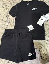 Nike Boys 2 Pc Short Set NWT Size 6 Black Embroidered Logo