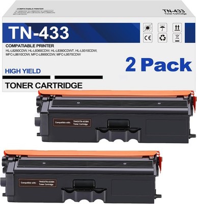 High-Yield Black Toner Cartridge for Brother TN433/TN431 Laser Printers