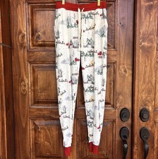 Burt  s Bees Women  s S Jogger Pajama Pants Christmas Santa Organic Cotton