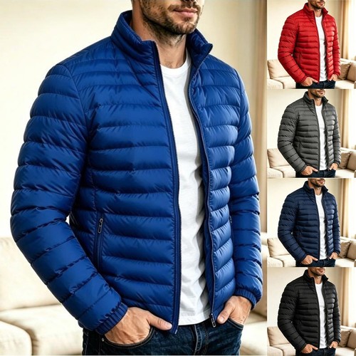 Chaqueta de invierno acolchada para hombre para cuello alto cremallera acolchada abrigo informal cálido