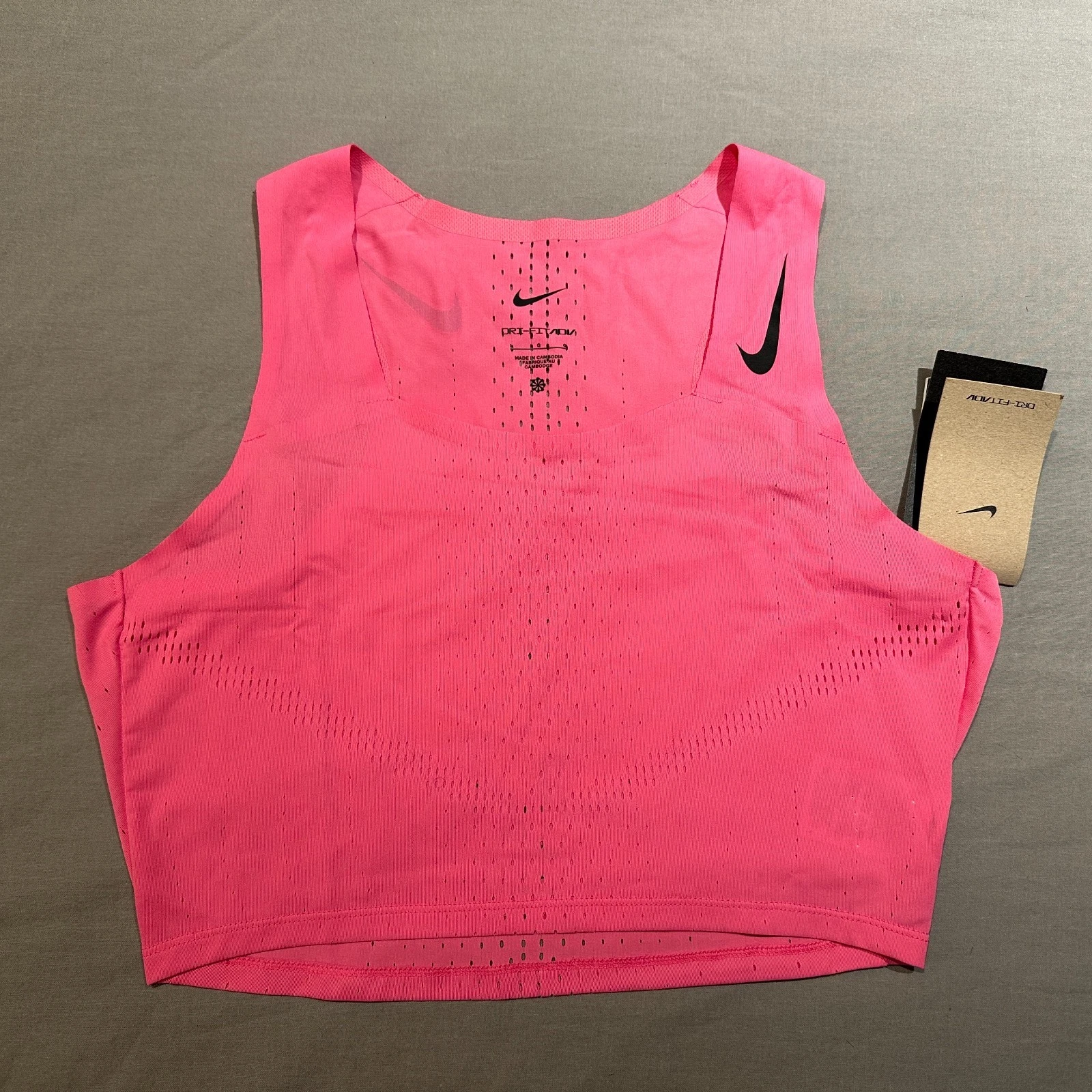 Nike Dri-FIT ADV Aeroswift Running Distance Crop Top Pinksickle Womens Large