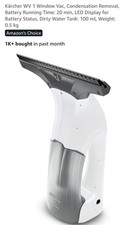 Kärcher WV 1 Window Vac, Condensation Removal, Battery Running Time: 20 min, LED
