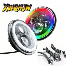 FOR Jeep wrangler JK LJ TJ CJ RGB 7" inch Round LED Headlights DRL Light 2026