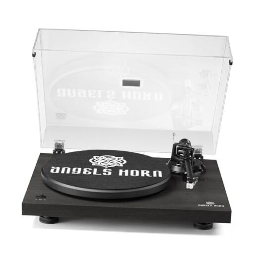 Retro Bluetooth Turntable with Belt Drive and 2-Speed High Fidelity Vinyl Player in Black