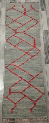Moderner handgeknüpfter Afghan Türkischer Läufer Kelim Teppich, Azteken Wollteppich, Größe 204x62 CM