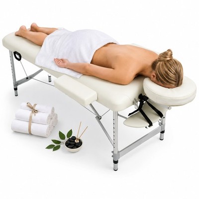Massageliege Massagetisch Massagebank 2 Zonen klappbar Mobil Kosmetikliege Alu
