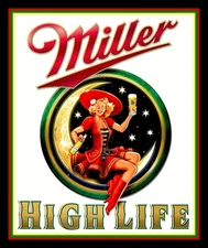 4.25" Miller High Life Girl in the Moon vinyl sticker. Champagne of beers decal.