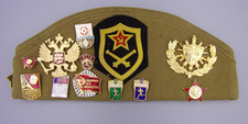 Vintage USSR Russian Military cap hat 12 Pins 4 Patches Soviet era Lenin