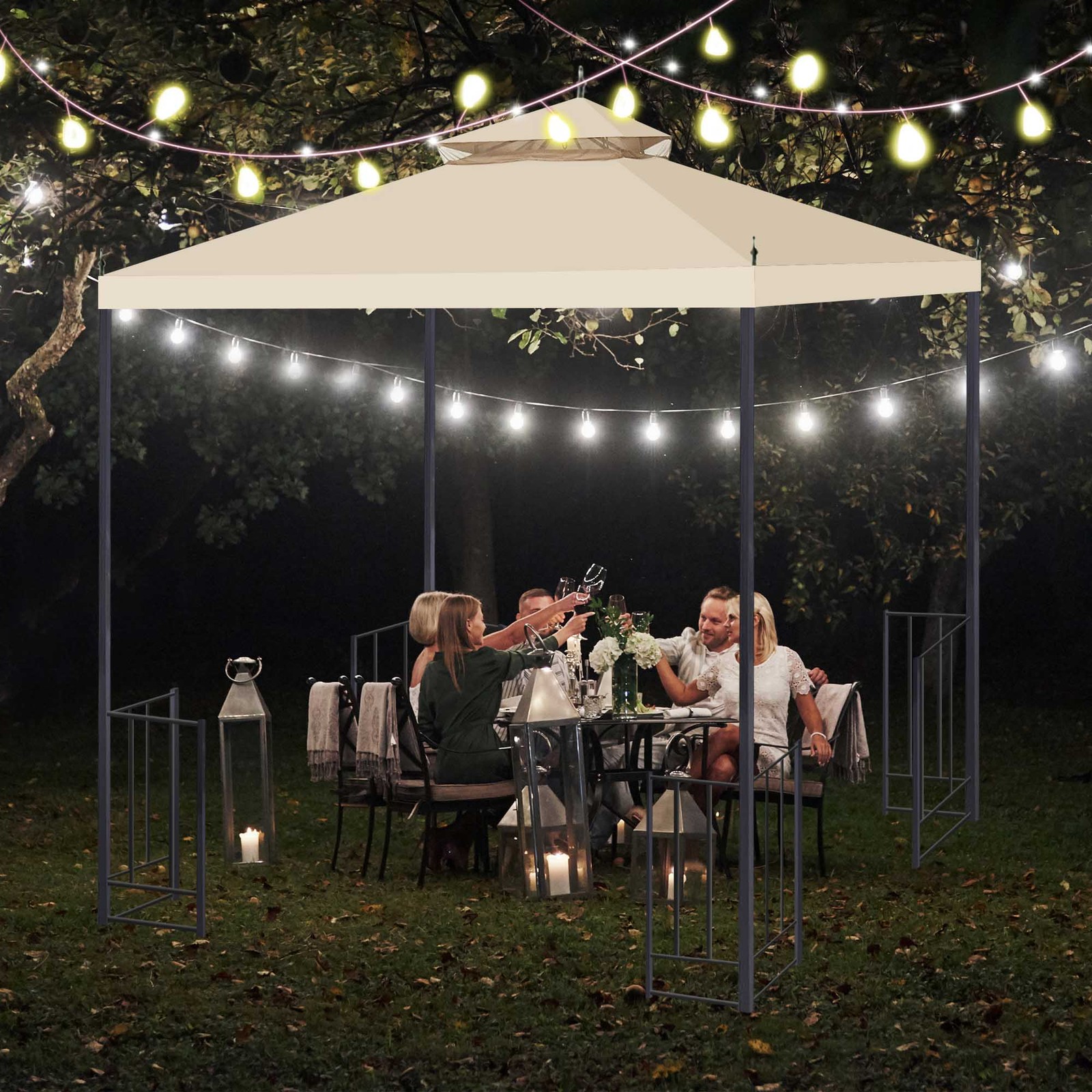 10x10ft Water Resistant Gazebo Top Canopy Replacement 2 Tier MS17-301-004-20