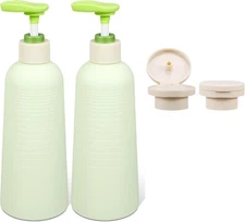 13.4oz Travel Shampoo Bottle with Flip Cap, Refillable 13.5oz/400ml, Green 