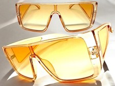 Futuristic Modern Retro Wrap Blinder Shield Raver SUNGLASSES Light Peach Frame