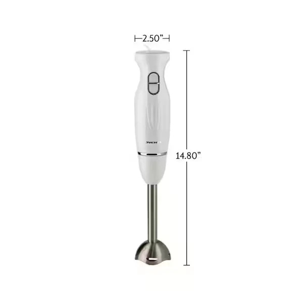Ovente Immersion Electric Hand Blender with Stainless Steel Blades White HS560W