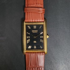 Vintage Seiko Slim Tank Quartz Black Dial 26M...