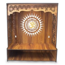 Beautiful Wooden Home Temple for Home and Office (H- 17, L- 15, W-8.5 Inch)