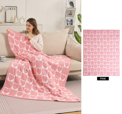 ComfyLuxe Checkered & Heart Pattern Throw Blanket