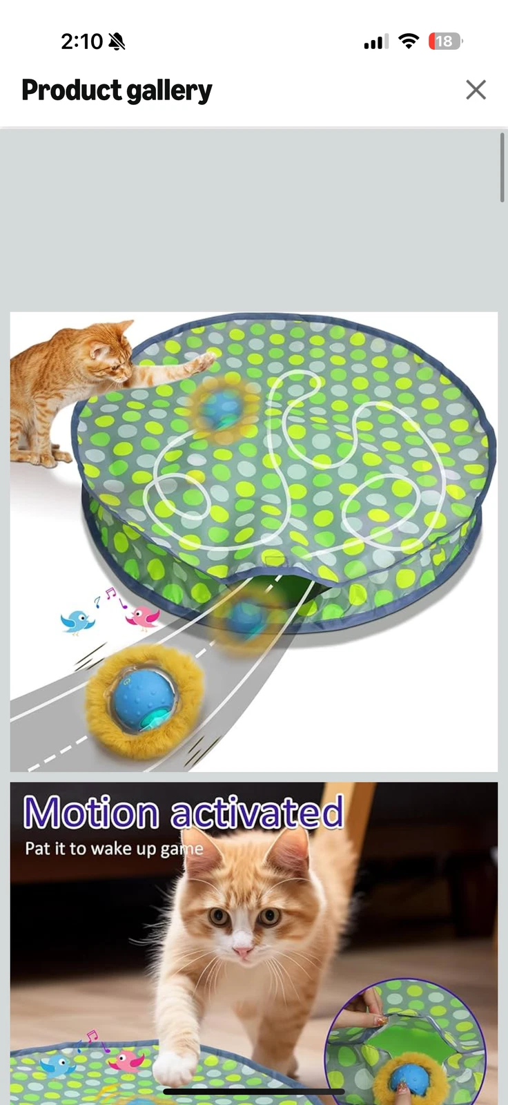 Giociv Interactive Cat Toys Ball Fast Rolling in Pouch, Motion Activate
Opens in a new window or tab